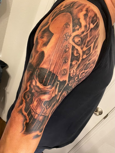 Explore women leg tattoo ideas, creative tattoo ideas in Roanoke, available at Saint Cecilias Art Studio