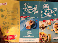 Carte du Fresh Burritos Saint-Lazare à Paris