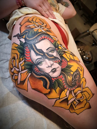 Explore gore tattoo ideas, creative tattoo ideas in Oneonta, available at Oculo Visitant Gallery