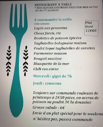 Restaurant à Table à Batz-sur-Mer carte