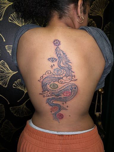 Explore dead dog tattoo ideas, creative tattoo ideas in Akron, available at Anastasia Ink