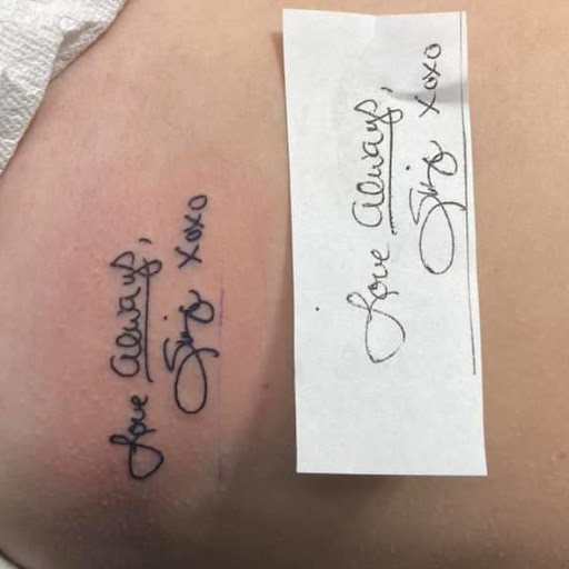 Explore love symbol tattoo ideas, creative tattoo ideas in Mckinney, available at Borrowed Time Fine Art Gallery Tattoo Shop