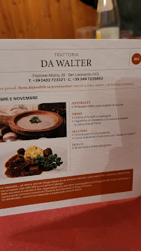 Carte du Trattoria Da Walter - Altana à San Leonardo