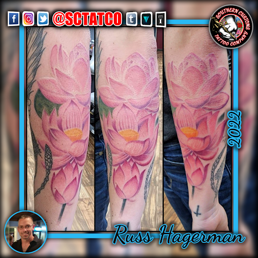 Explore sleeve mens tattoo ideas, creative tattoo ideas in Fayetteville, available at Southern Customs Tattoo Company