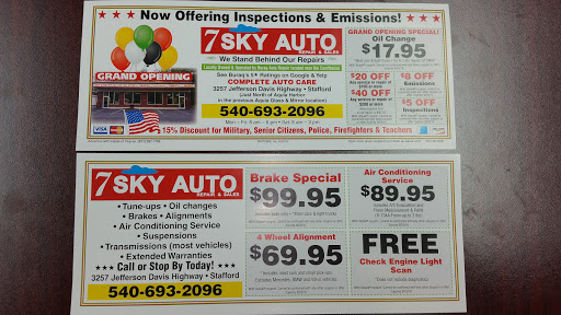 Auto Repair Shop «7 Sky Auto Repair/Sales», reviews and photos, 3257 Jefferson Davis Hwy, Stafford, VA 22554, USA