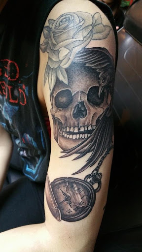 Explore patch sleeve tattoo ideas, creative tattoo ideas in Saint Petersburg, available at Buku Tattoo Studio