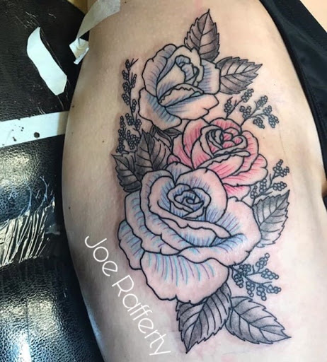 Explore back of ear tattoo ideas, creative tattoo ideas in Kent, available at War Horse Ink