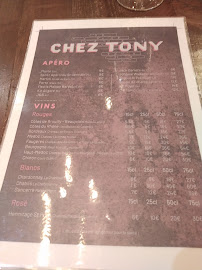 Restaurant français CHEZ TONY bistrot français PARIS 16 La Muette à Paris (la carte)