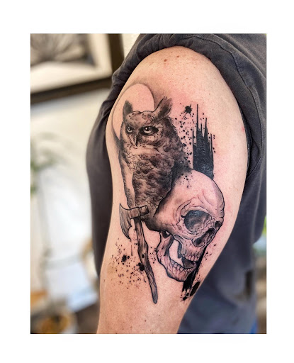 Explore occult tattoo ideas, creative tattoo ideas in Moline, available at ARTIST AIMEE TATTOOS - AF Tattoo Studio