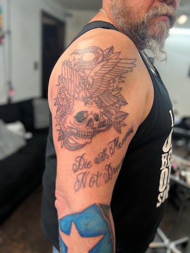 Explore elbow tattoo ideas male, creative tattoo ideas in Lubbock, available at Stay True Tattoo & Body Piercing Studio