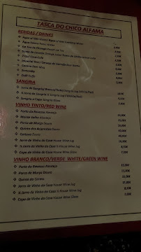 Menu du Tasca do Chico à Lisbon
