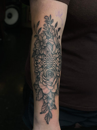 Explore cool leg tattoo ideas, creative tattoo ideas in Savannah, available at Tramp Art Studios