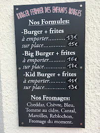 Menu du Burger fermier des Enfants Rouges à Le Touquet-Paris-Plage