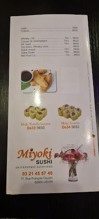 Restaurant de sushis Miyoki Sushi à Liévin (la carte)