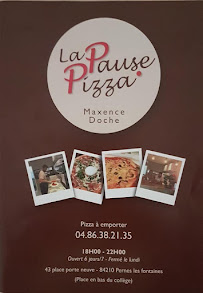 Pizzas à emporter La Pause Pizza à Pernes-les-Fontaines (le menu)