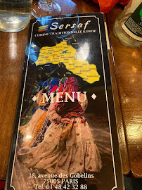 Restaurant Kurde Sersaf à Paris menu