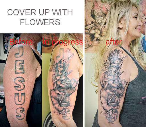 Explore male flower tattoo ideas, creative tattoo ideas in Garden Grove, available at Anna Hang Tattoo