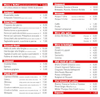 Menu / carte de Caffè Paradiso à Terranuova Bracciolini
