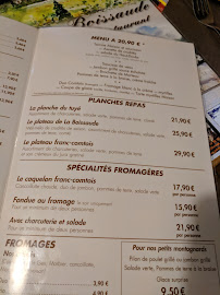 Restaurant La Boissaude à Rochejean menu