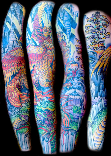 Explore polynesian sleeve tattoo ideas, creative tattoo ideas in Albany, available at Dead Presidents Lounge