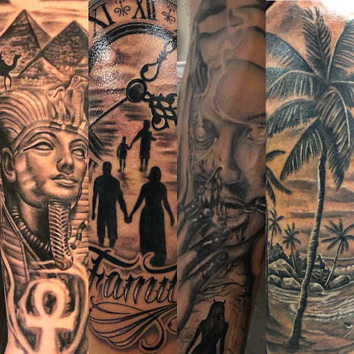 Explore small neck tattoo ideas, creative tattoo ideas in Sarasota, available at SEVEN SINS Tattoo Studio