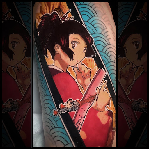 Explore tattoo shoulder ideas, creative tattoo ideas in Tea, available at Red Arbor Tattoo