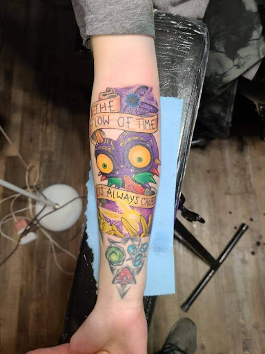 Explore thigh cover up tattoo ideas, creative tattoo ideas in Oelwein, available at Purple Thistle Tattoo