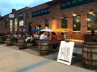 Brewing tanks in a taproom