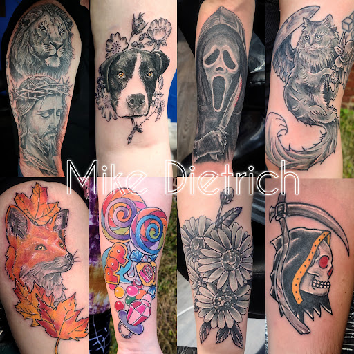 Explore neck tattoo idea men, creative tattoo ideas in Butler, available at 13th Hour Tattoo and Piercing Studio