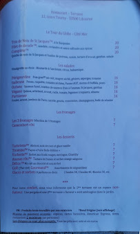 Carte du Restaurant Cosy Tourny à Libourne