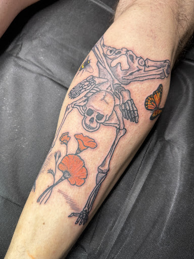Explore tim burton tattoo sleeve ideas, creative tattoo ideas in Buffalo, available at True Gloom Tattoo Studio