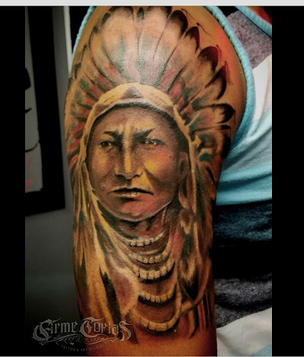 Explore santa tattoo ideas, creative tattoo ideas in San Antonio, available at Firme Copias Tattoo Studio