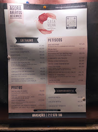 Menu du Casa Velha Pub à Barreiro
