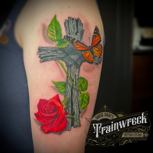 Explore tattoo sleeves for men ideas, creative tattoo ideas in Davison, available at Trainwreck Tattoo Studio