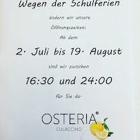 Osteria Culaccino à Berlin menu