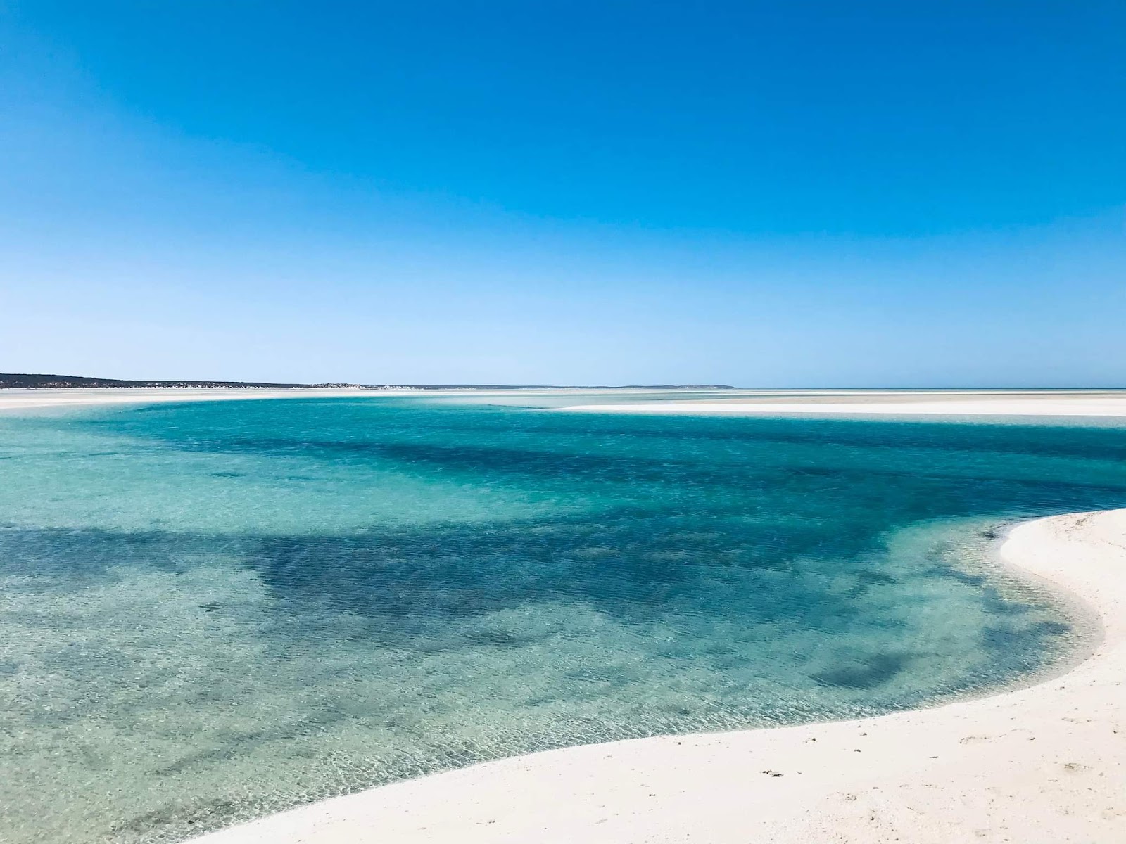 Foto van Nicholson Point Shark Bay met helder zand oppervlakte