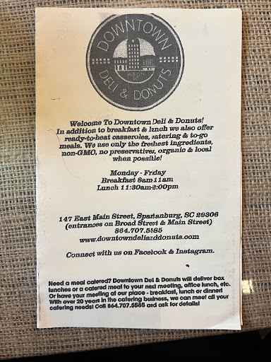 Restaurant «Downtown Deli & Donuts», reviews and photos, 147 E Main St, Spartanburg, SC 29307, USA