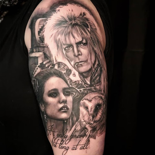 Explore pink panther tattoo ideas, creative tattoo ideas in Utica, available at Watchtower Tattoo Company