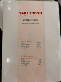 Restaurant japonais Yaki Tokyo à Saint-Maur (la carte)