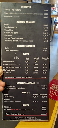 Restaurant japonais Hara-kiri Ramen à Paris - menu / carte