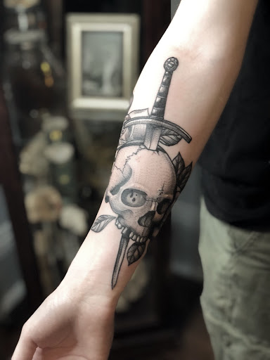 Explore arm tattoo cover up ideas, creative tattoo ideas in Augusta, available at Moth & Magpie Tattoo