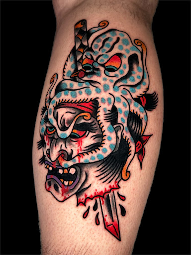 Explore palm size tattoos ideas, creative tattoo ideas in Johnson City, available at Gold Cross Tattoo Co.