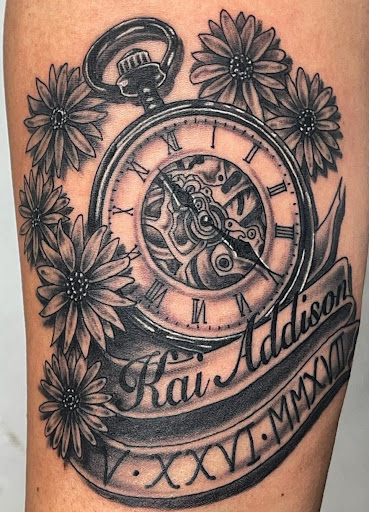 Explore flower ankle tattoo ideas, creative tattoo ideas in Addison, available at Rising Phoenix Tattoo and Body Piercing