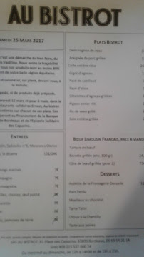 Au Bistrot à Bordeaux menu