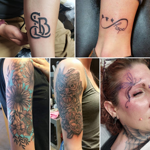 Explore joker hand tattoo ideas, creative tattoo ideas in Elko, available at Custom Tattoos and Body Piercing Studio