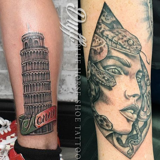 Find unique best friend tattoo ideas for your next unique tattoo in Portsmouth at World Famous Blue Horseshoe Tattoo and Piercing