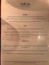 Seb'on à Paris menu