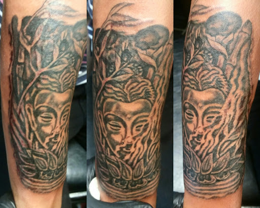 Explore asian sleeve tattoo ideas, creative tattoo ideas in Erie, available at EliKingInk