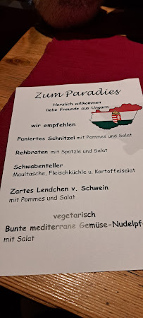 Menu / carte de Zum Paradies à Schwäbisch Gmünd