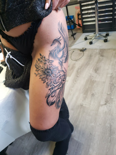 Explore thigh tattoo ideas male, creative tattoo ideas in Staten Island, available at Inkstained Tattoo Studio